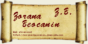 Zorana Beočanin vizit kartica